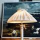 Vintage ivory ceramic lamp with gilding.