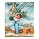 " The bouquet and the fruits " Oil on canvas cardboard