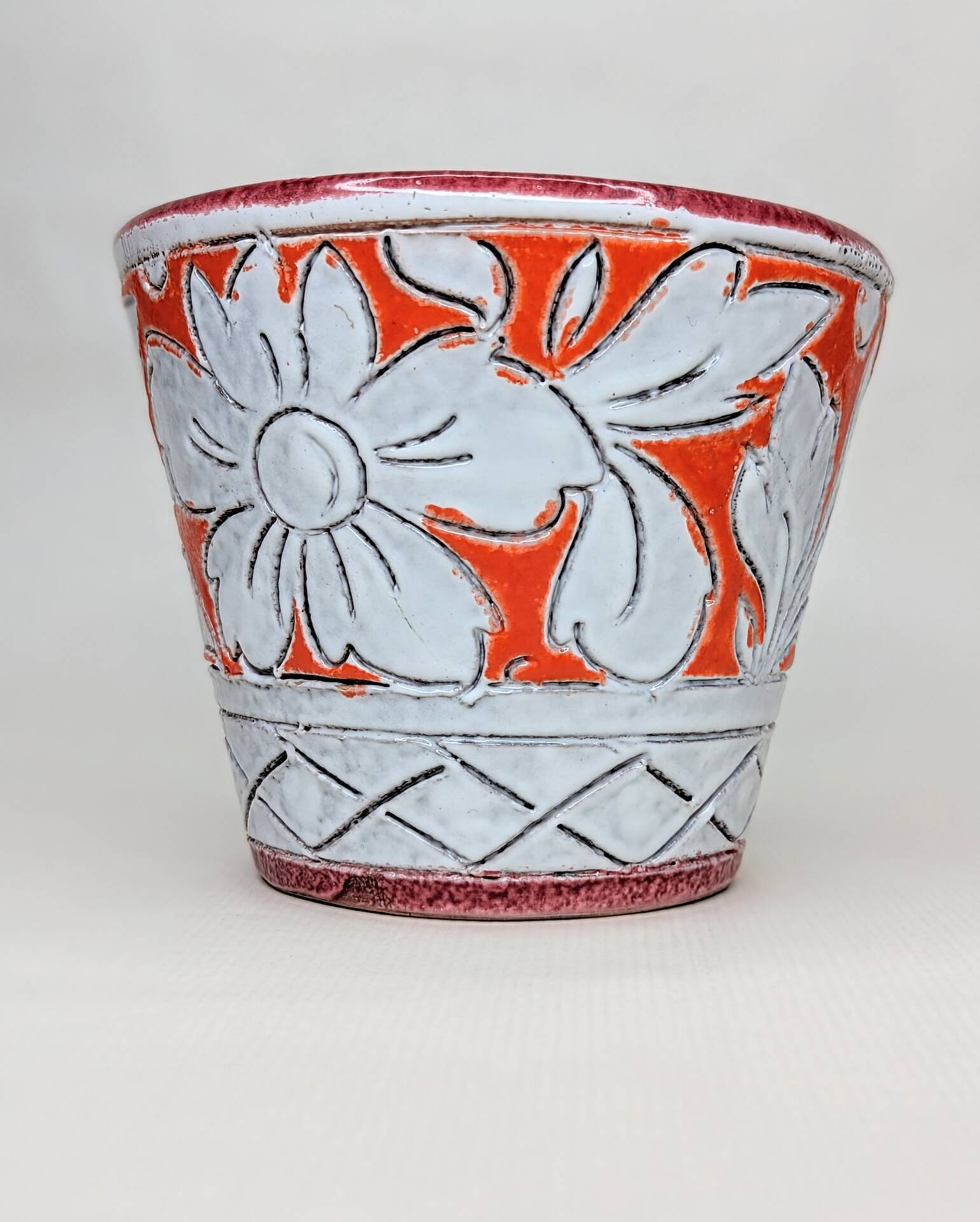 Vintage Fratellini Fanciullacci orange cache-pot