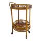 1960s Bamboo & Rattan Serving Bar Cart Trolley by Franco Albini. Made in Italy