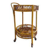 Chariot de service en bambou et rotin des années 1960 par Franco Albini. Fabriqué en Italie.