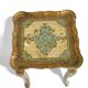 Rococo Revival Gilt Side Table, Light Turquoise, Italy, 1950s Design