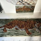 Vintage wool rug featuring a leopard (tiger)