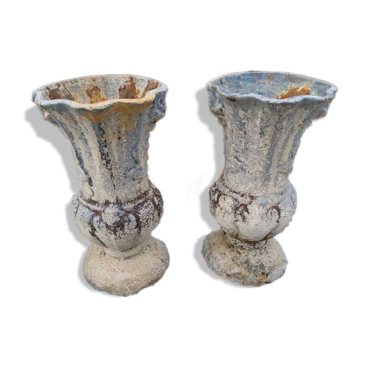 Pair of cast iron vases from 1900 from Charleville-Mézières