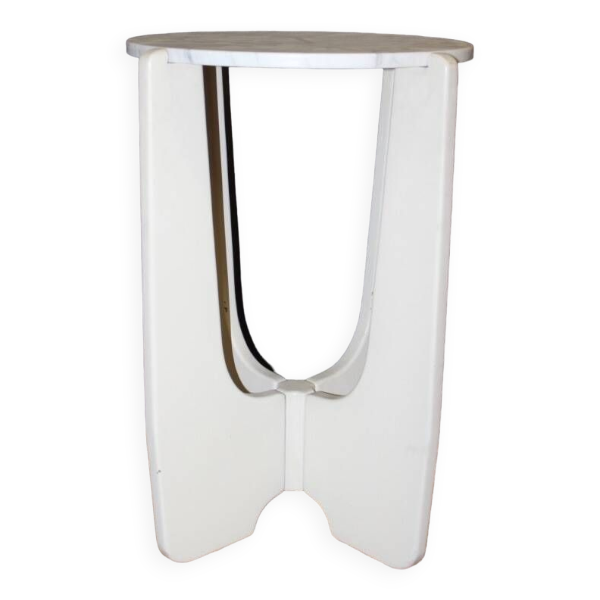 Pedestal Table In White Lacquered Wood And Marble Circa 1970