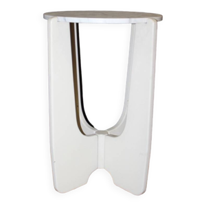 Guéridon En Bois Laqué - marbre blanc