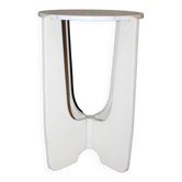 Pedestal Table In White Lacquered Wood And Marble Circa 1970