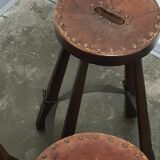 Vintage set of 3 Brutalist bar stools