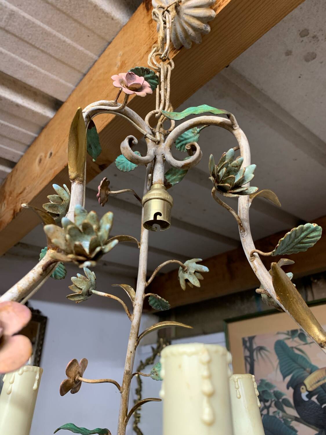 Lustre en fer forgé floral