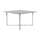 80s Chrome cross framed dining table glass table top