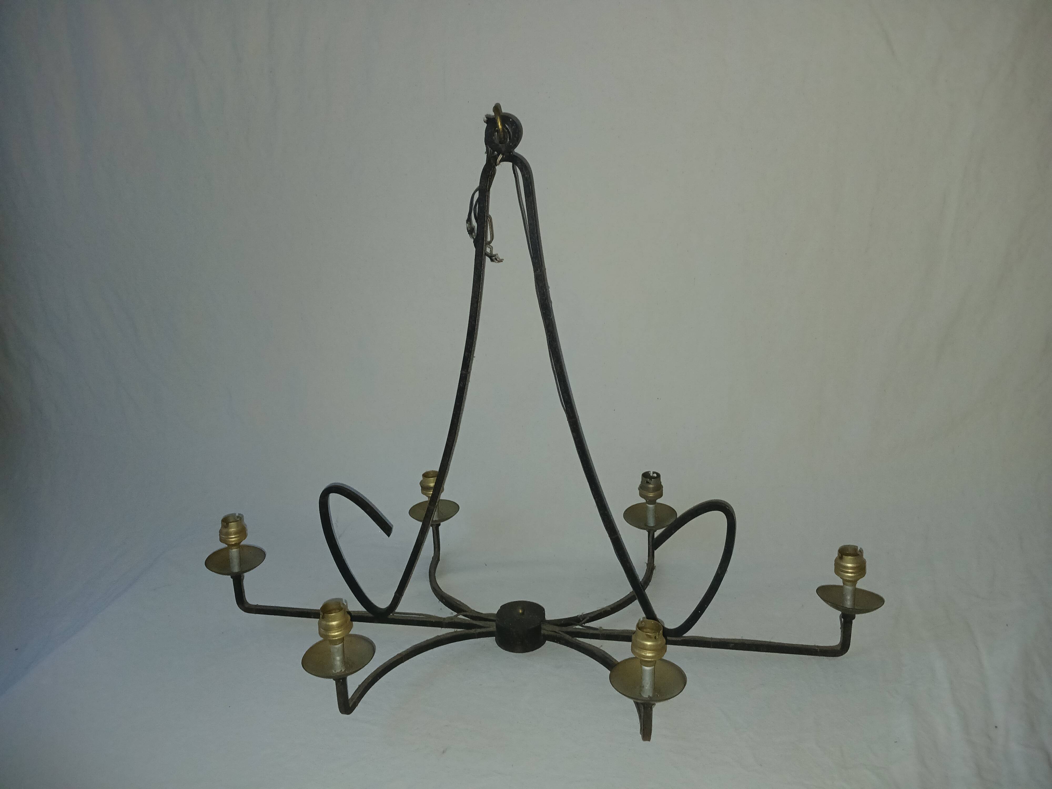 large wrought iron chandelier / 60s