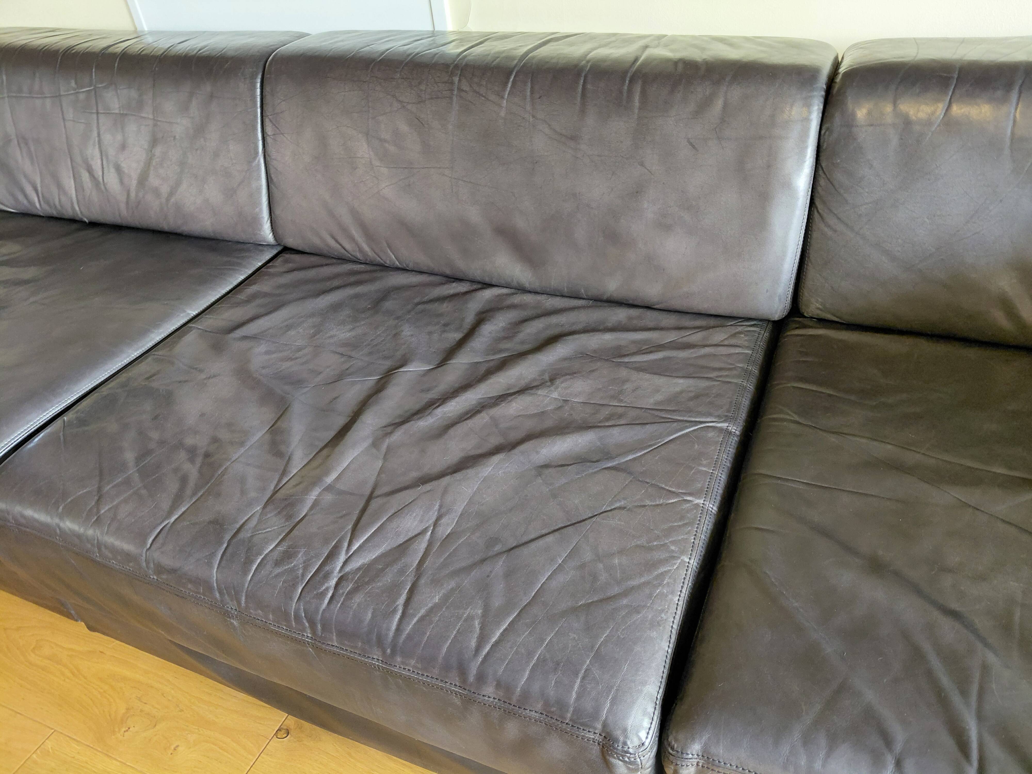 Canapé modulable De Sede DS76 en cuir noir (5 modules)