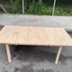 Scandinavian extendable dining table stripped in raw solid wood 1990