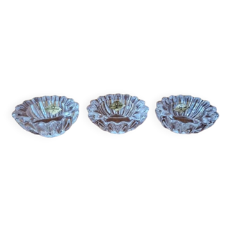 Series of 3 salt cellars - Vannes le Châtel crystal - twisted side by side