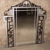 Art Deco trumeau mirror in steel