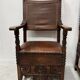 Pair of Renaissance style armchairs in walnut, 20th century
