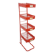 Rood metalen winkelvitrine winkelrek met manden vintage
