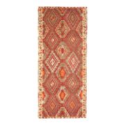 Vintage Turkish Hand-Knotted Wool Cotton Red Runner Rug 146x335