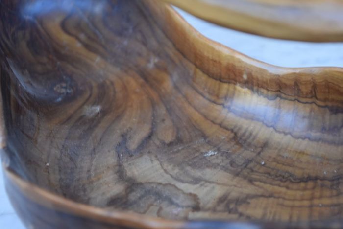 Fruit basket in olive tree sculpture Brutaliste