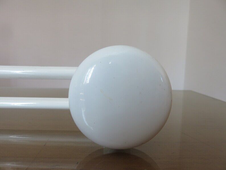 Coat rack 3 patères in white lacquered metal 70s