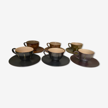 Set of 6 cups in multicolored sandstone