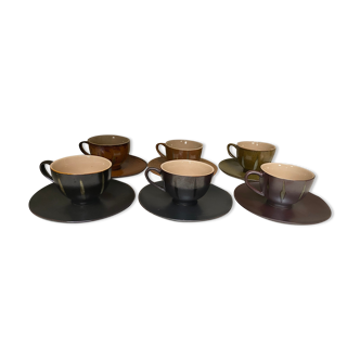Set of 6 cups in multicolored sandstone