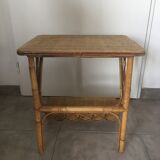 Table de chevet en rotin vintage