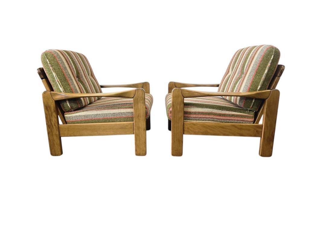 Set of 2 vintage wooden armchairs / chairs / seats