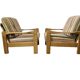 Set of 2 vintage wooden armchairs / chairs / seats