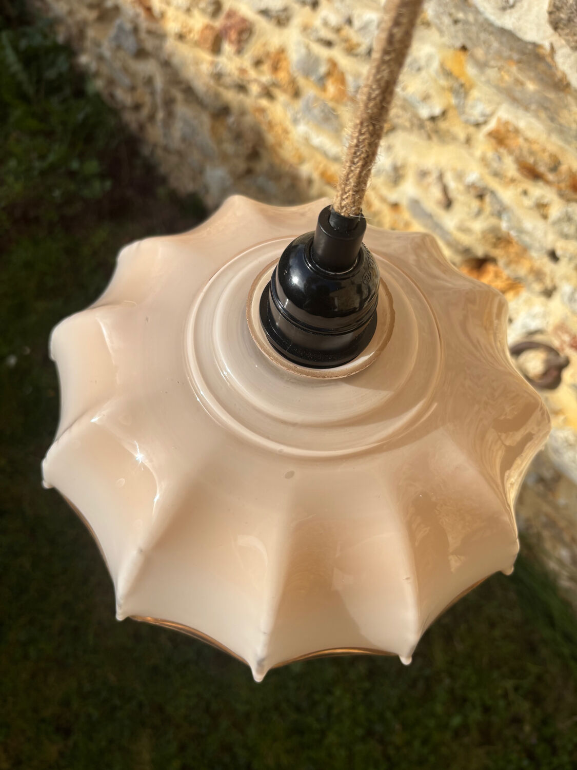 Vintage opaline glass pendant