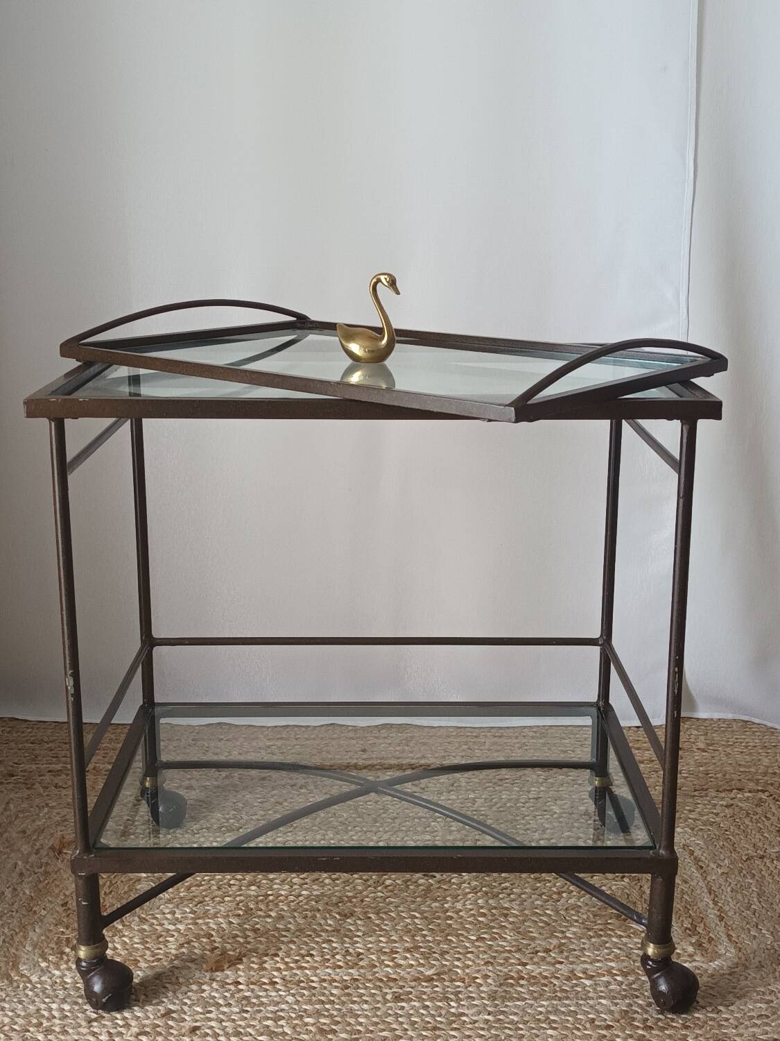 Vintage metal and glass server