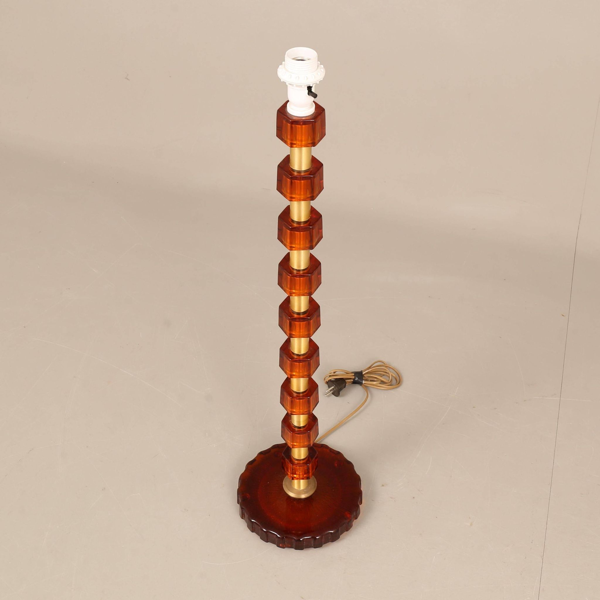 Lamp from Nybro Armaturfabrik Clear moulded glass and brass Signed Sweden 1960