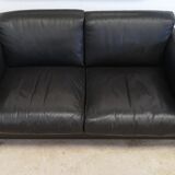 Bastiano by Afra and Tobia Scarpa edition Knoll 60s black leather sofa