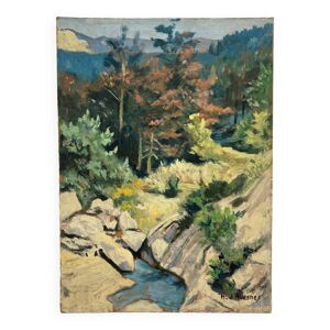 Huile sur panneau vintage