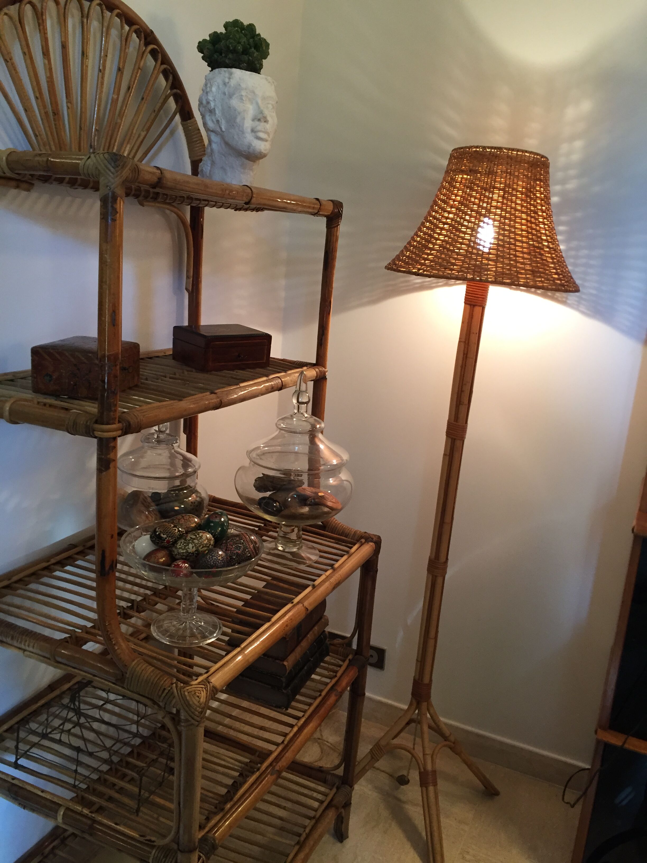 Rattan & bamboo vintage 1960 lamp