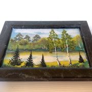 Small landscape painting of a forest in Russian marble.