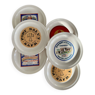 Service of 6 porcelain cheese plates Saint Amand Fromages de France Brand art table collection