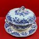 Soup tureen in gien earthenware & its dish, dauphin model delft blue and