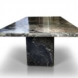 Sculptural coffee table in black and grey marble, postmodern design, years.