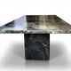 Sculptural coffee table in black and grey marble, postmodern design, years.