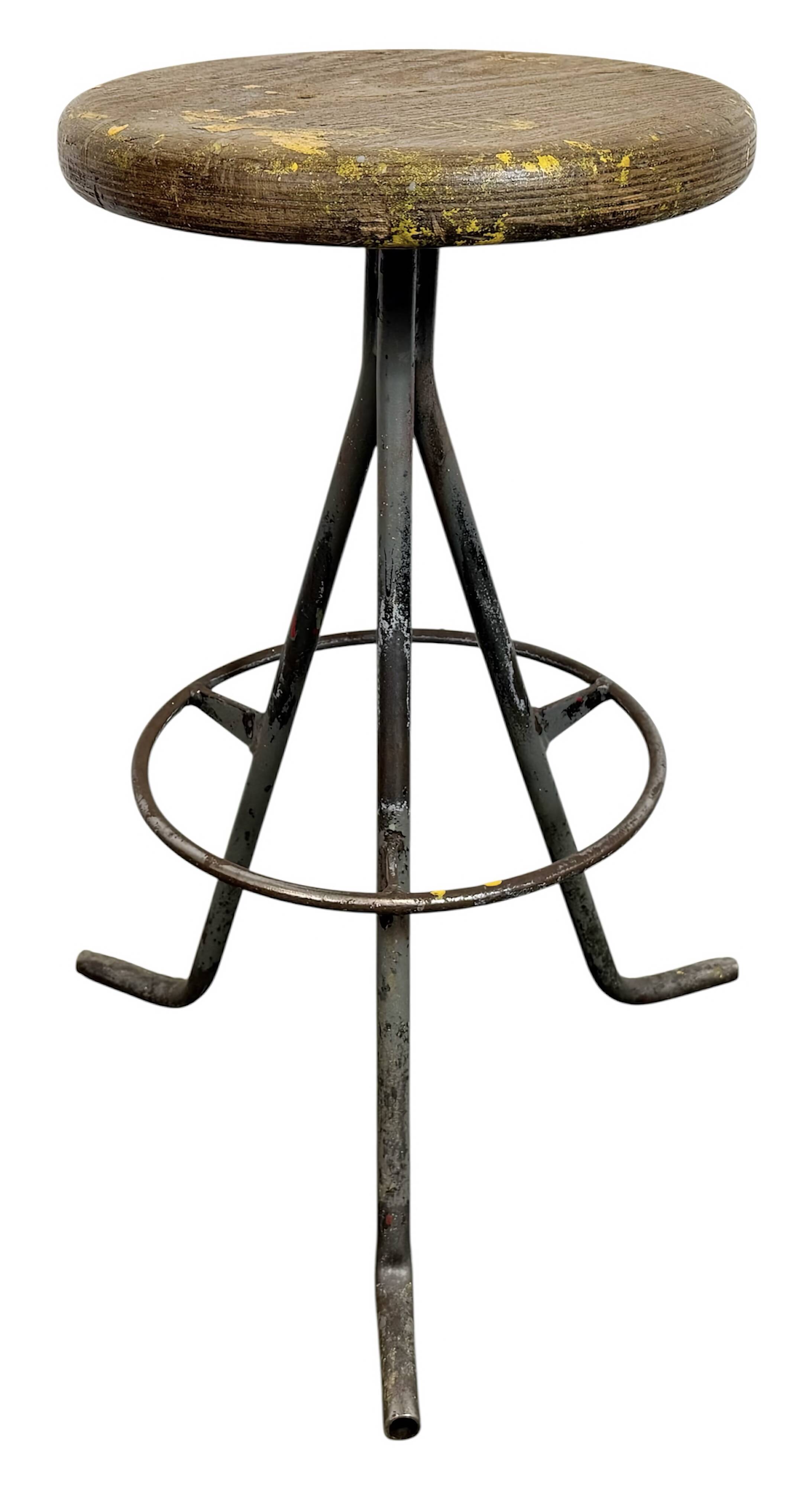 Grey Industrial Workshop Stool, 1960s