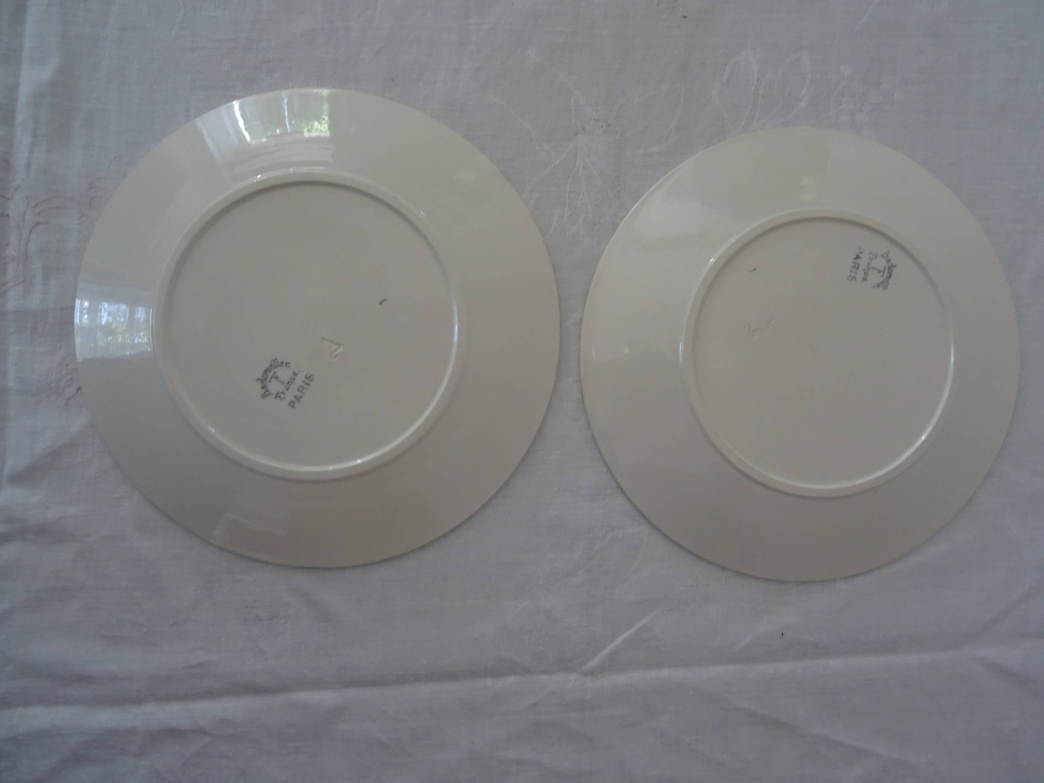 2 Old earthenware dinner plates 2263 Badonviller empire green PARIS