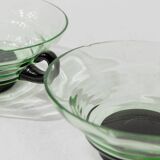 5 Vintage Murano Glass Drinking Glasses in Green and Black Uranium Glass – 1940s Italian Retro Tea & Cocktail Glasses