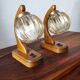 Pair of vintage 1970s mid-century Scandinavian lamps with amber globe.