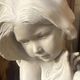 Large terracotta sculpture – Girl reading – Grey patina – 20th century period