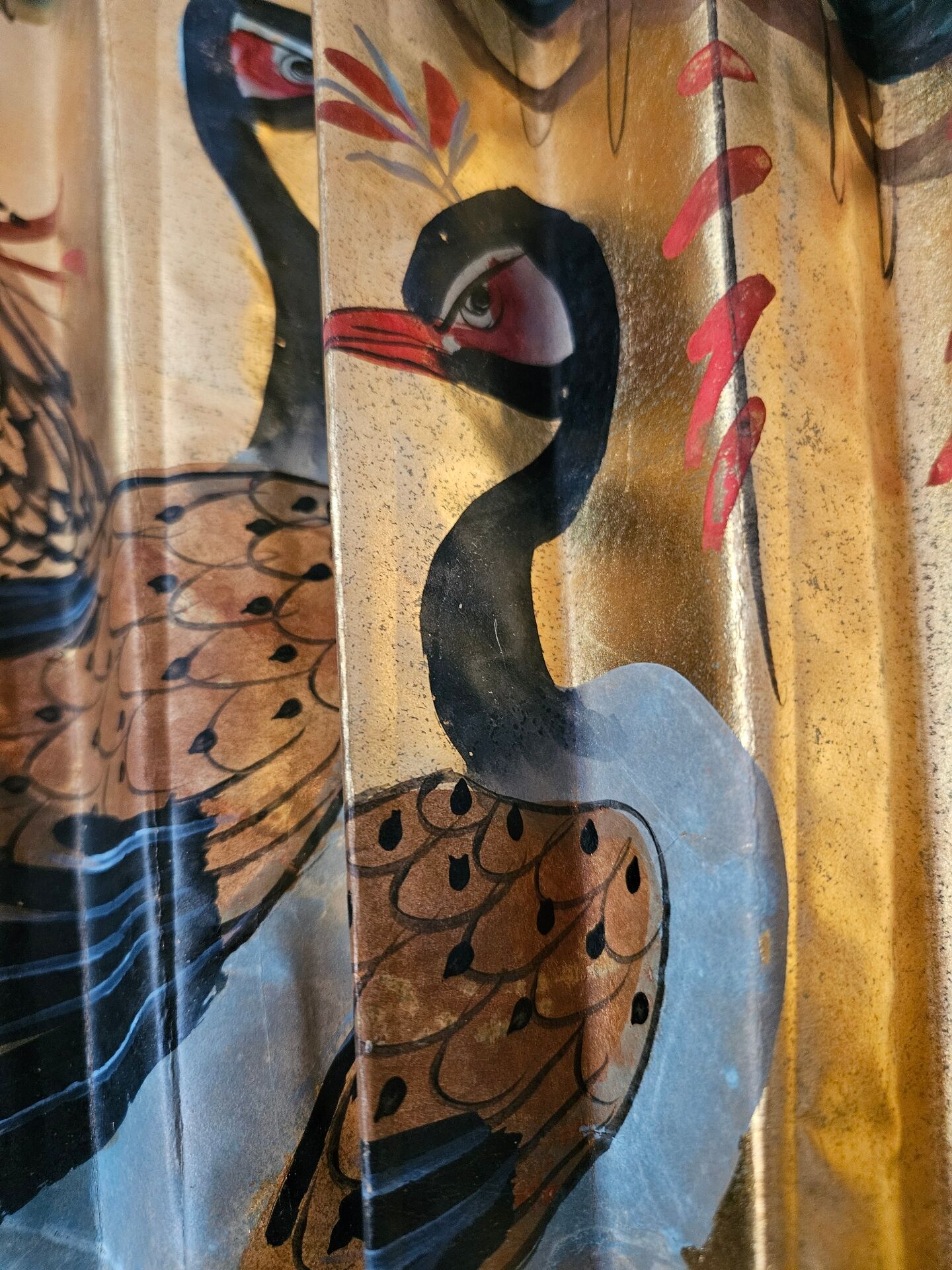 Large vintage hand-painted Japanese fan