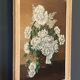 Oil on canvas by Mitzi 20th century still life bouquet of flowers whitewashed frame