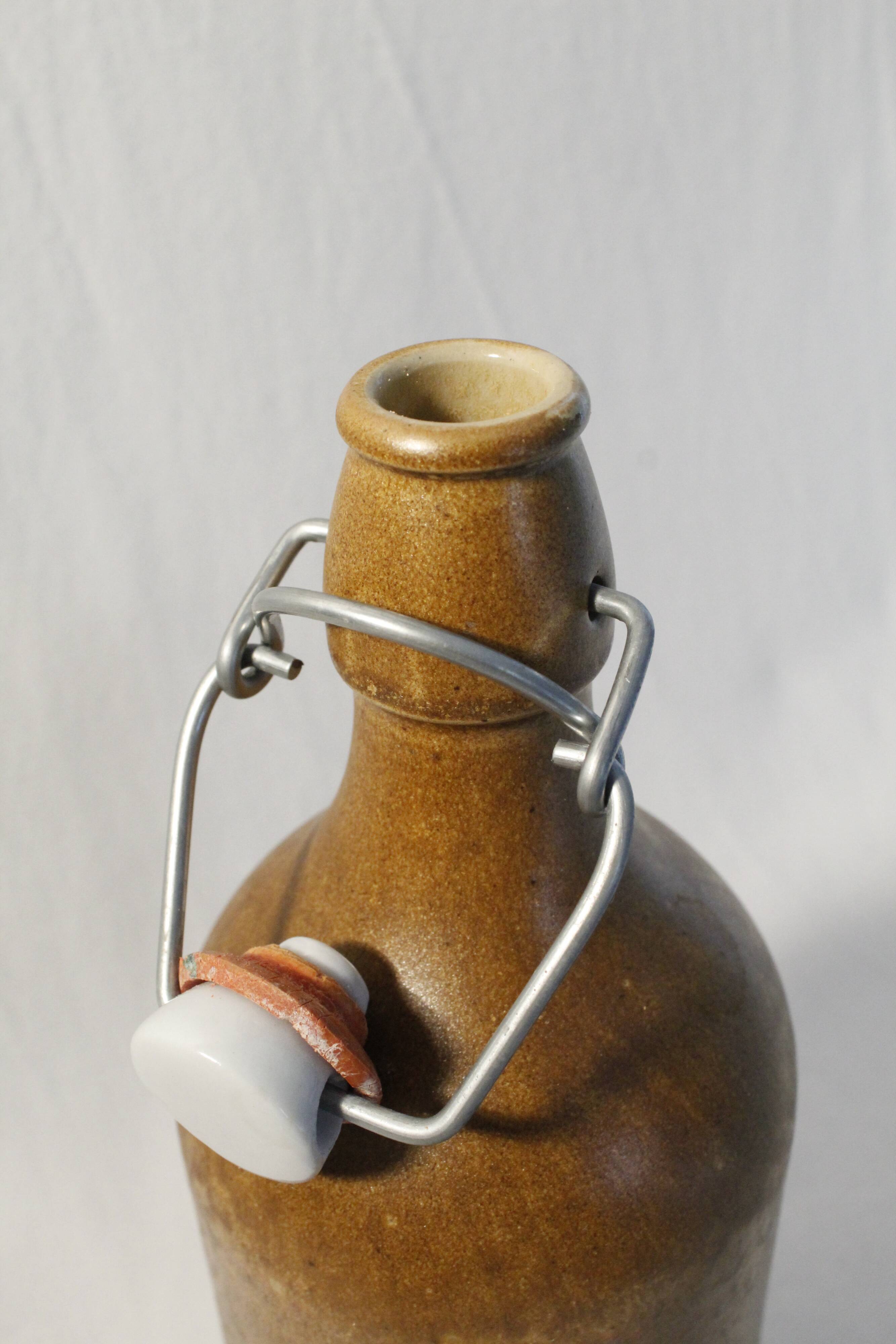 Bottle of vintage German beer MKM in brown stoneware 0.5L