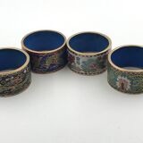 China, 4 rounds of vintage towels in cloisonné enamels/napkin ring cloisonné enamels