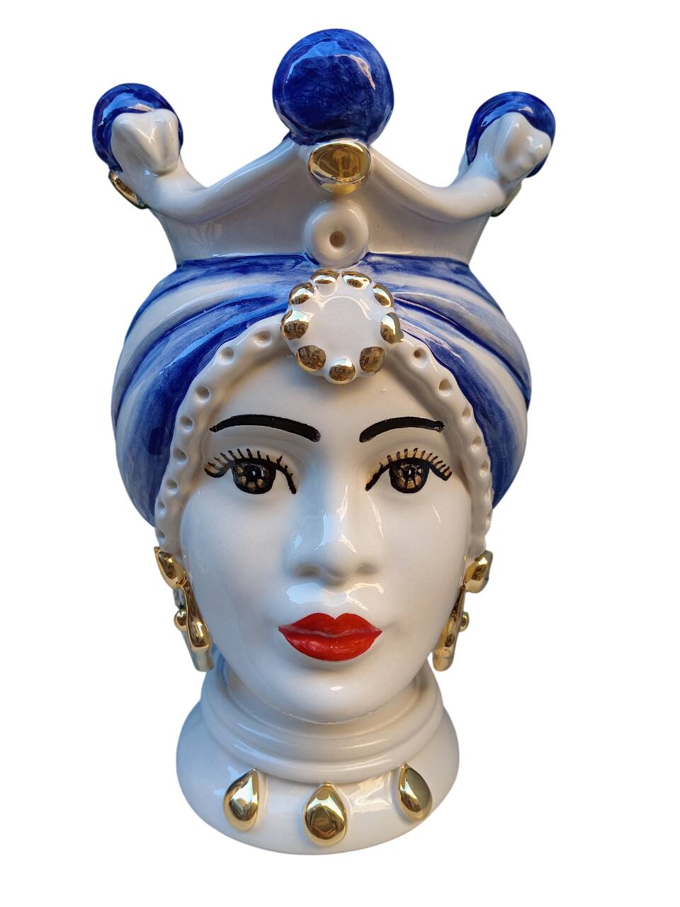 Coppia di Teste di moro siciliane in ceramica
